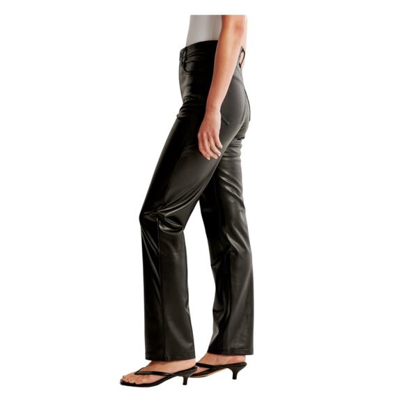 Abercrombie & Fitch Black Vegan Leather 90s Straight Ultra High Rise Pants 28/6 - Picture 3 of 13
